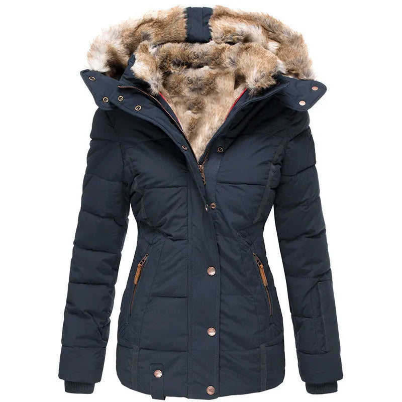 Ladies' winter jacket – Fitted parka with detachable hood
