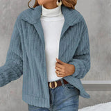Women's teddy jacket – Soft fleece jacket with zipper and collar