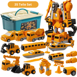 Transformerbart byggesæt – Byggekøretøjer & robot til børn