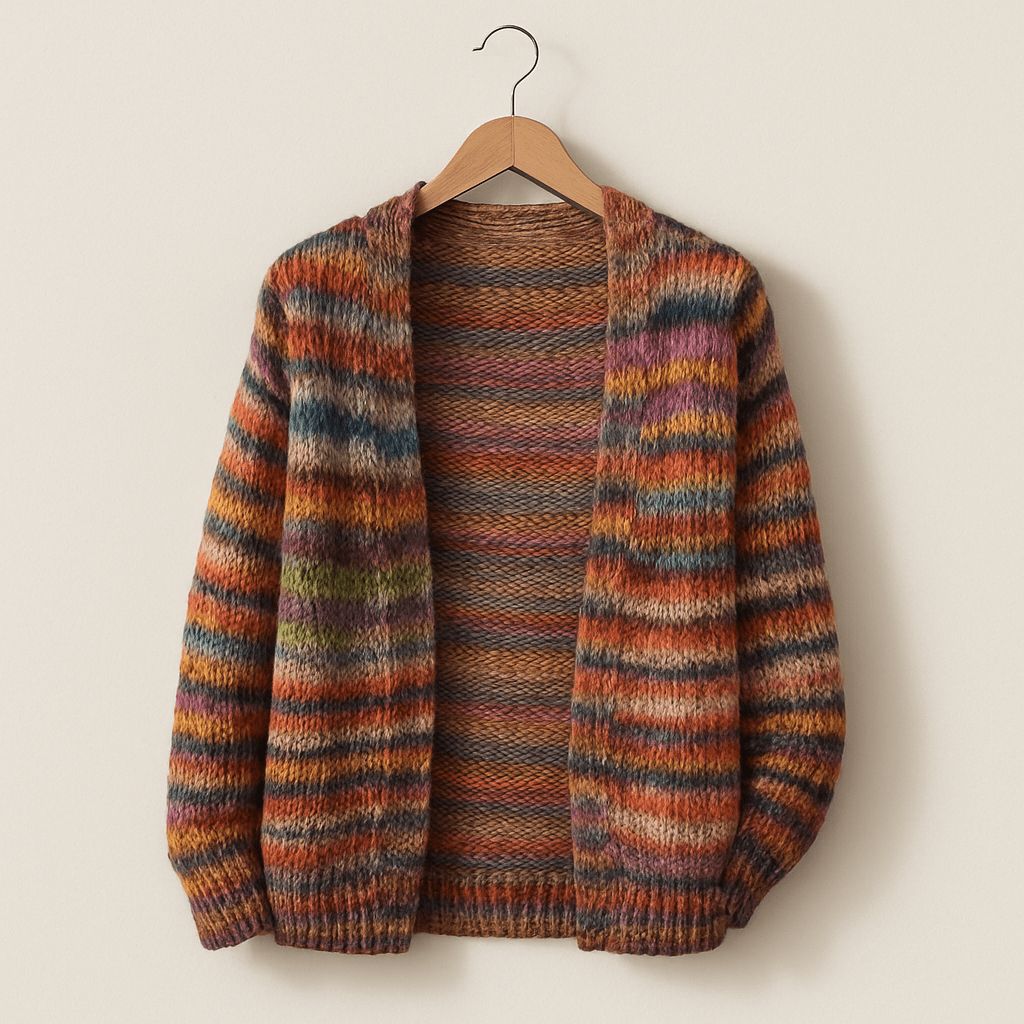 Farverig Strikket Vest: Varm og Stilfuld