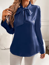 Elegant Bluse med Sløjfekrave | Luksus Polyester | Feminin Stil