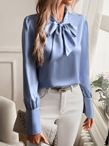Elegant Bluse med Sløjfekrave | Luksus Polyester | Feminin Stil