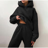 Oversized Dame Træningssæt med Hættetrøje og Vide Joggingbukser