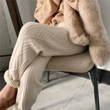 Dame Strikket Loungebuks – Komfortable Vide Bukser med Elastisk Talje