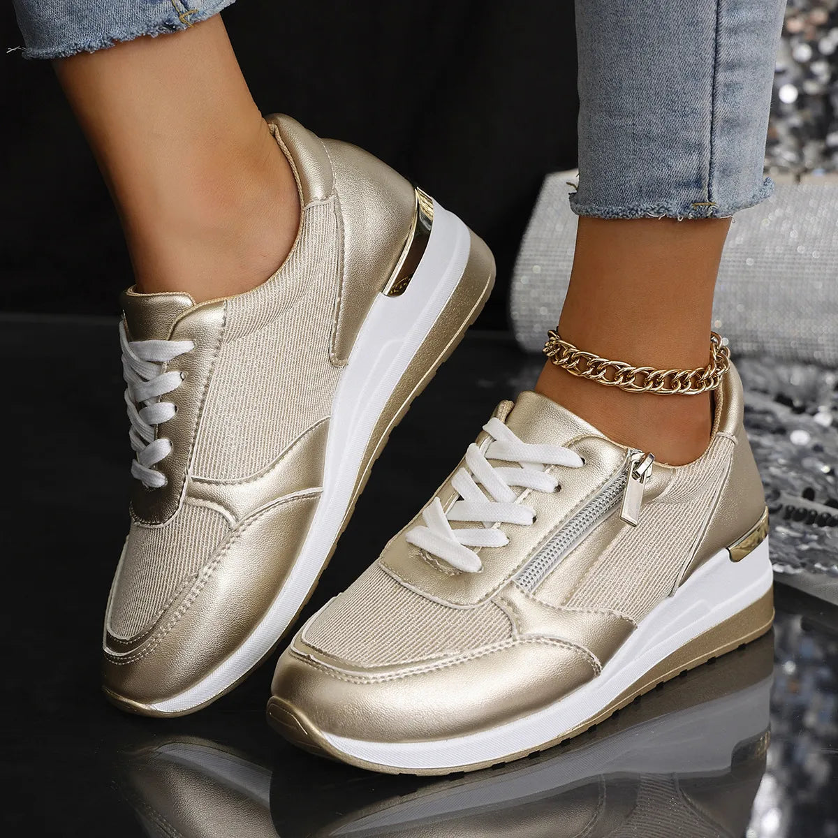 Stilfulde Dame Sneakers med Komfort og Klasse