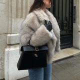 Dame Blød Vinterjakke – Elegant Kort Jakke i Kunstpels