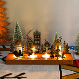 Oplyst Træ Vinterlandsby Dekoration – Stemningsfuld Jule Scene