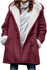 Women's winter jacket – Warm sherpa jacket with hood and toggle closure