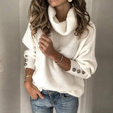 Let Rullekrave Pullover til Damer med Stilfulde Detaljer