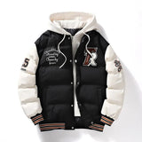 Men's Varsity Puffer Jacket – Warm College Winter Jacket with Hood