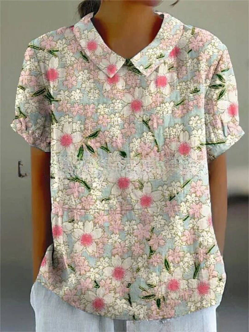 Vintage Blomsterbluse Dame | Komfortabel Pasform