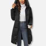 Damen Lange Wattierte Jacke – Warme Winterjacke mit Kapuze