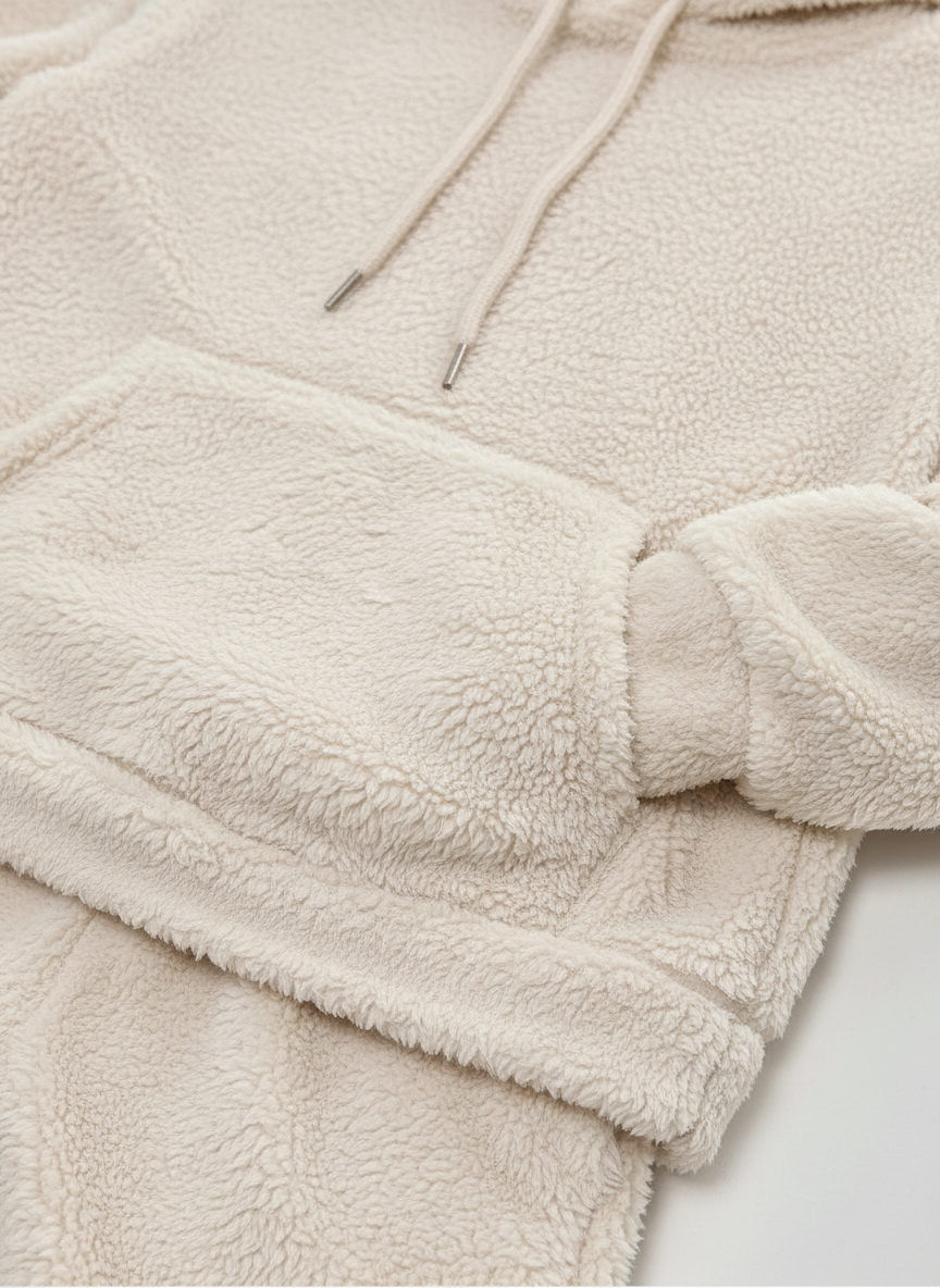 Dame Fleece Loungewear Sæt – Blød Hættetrøje & Bukser til Vinter