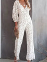 Elegant blonde jumpsuit med V-hals
