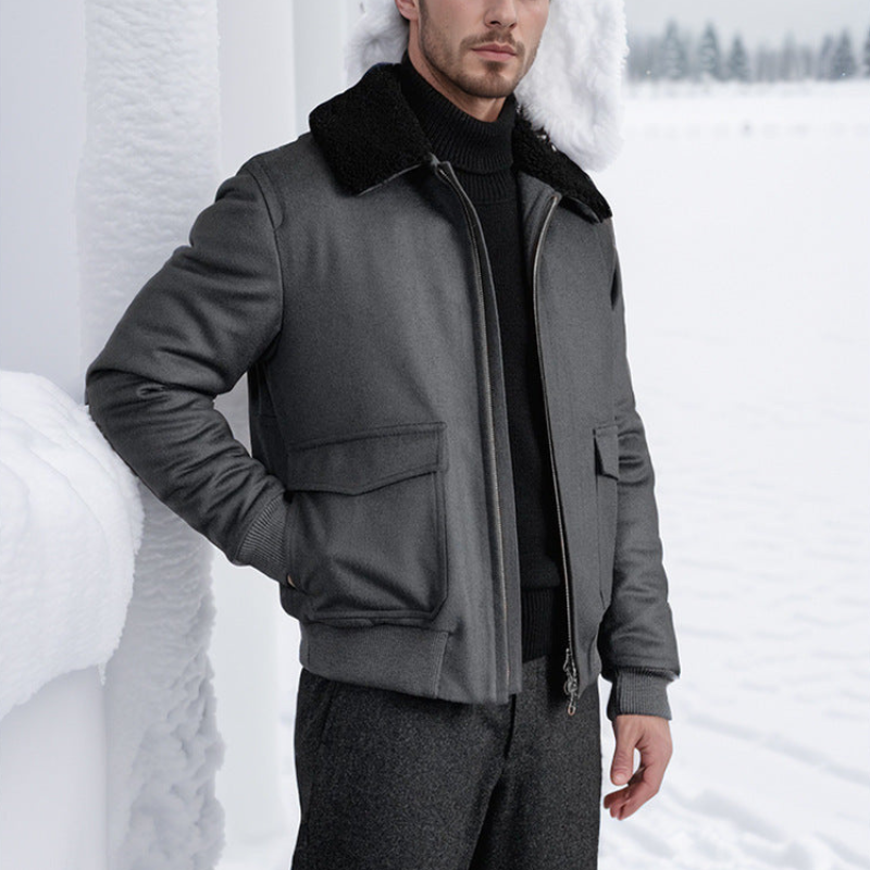 Men's bomber jacket with collar – warm winter jacket in classic style