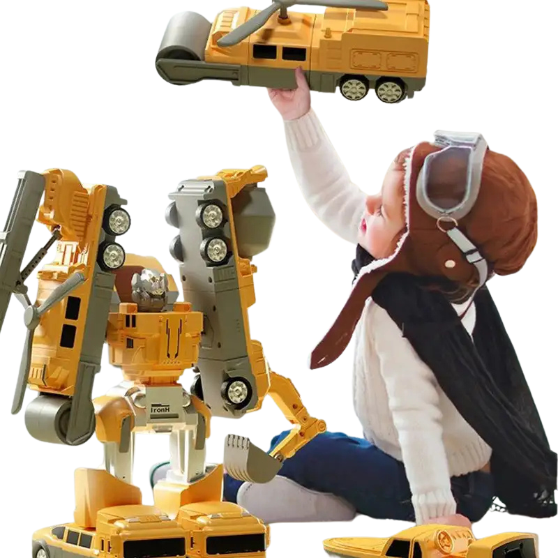 Transformerbart byggesæt – Byggekøretøjer & robot til børn