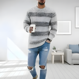 Herre Strikket Trøje med Striber – Komfortabel Casual Sweater