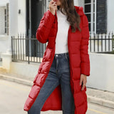 Damen Lange Winterjacke – Warme Gepolsterte Jacke mit Kapuze