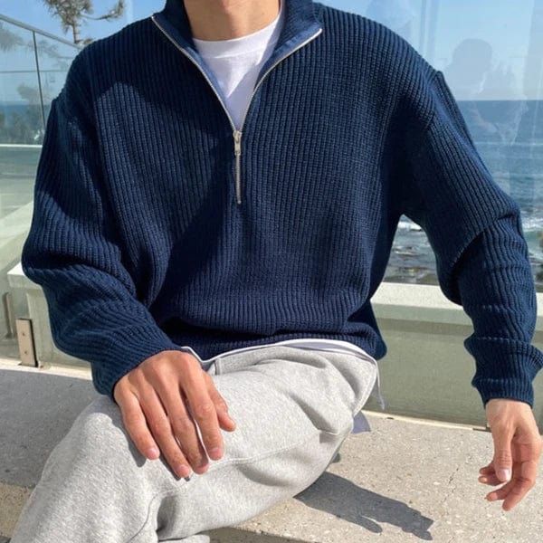 Klassisk Pullover med Plissé-Textur til Mænd