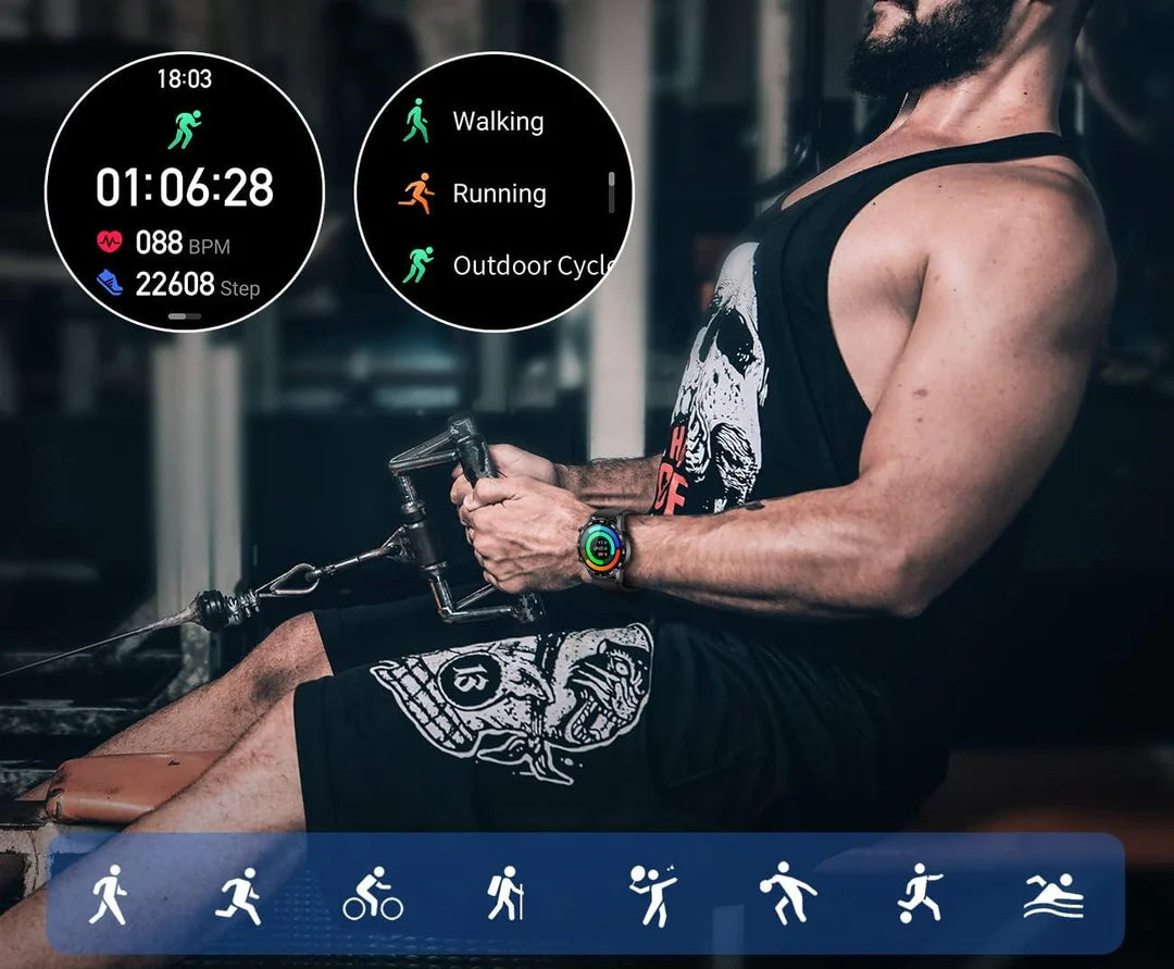 Smartwatch til Mænd | Multisport & Sundhedstracker | Bluetooth Opkald