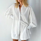 Sommer To-delt Sæt Dame Bluse og Shorts