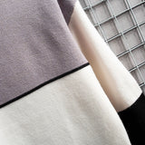 Varm Blød Patchwork Sweater Slim Fit Rund Hals