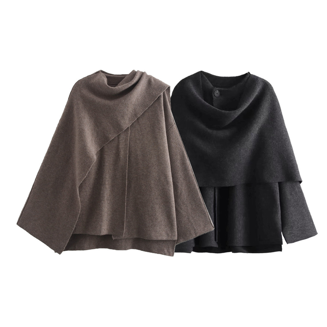 Stilfuld Blød Dame Cape Jakke for Elegance