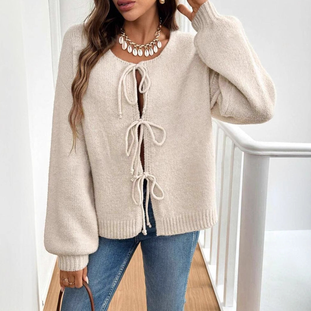 Vest Med Sløjfer Foran - Akryl Cardigan