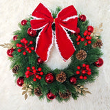Weihnachtskranz mit großer Schleife und LED-Licht – Winterdekoration