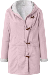 Women's winter jacket – Warm sherpa jacket with hood and toggle closure