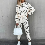 Dame Loungewear Sæt – Blødt To-delt Sæt med Stjerneprint