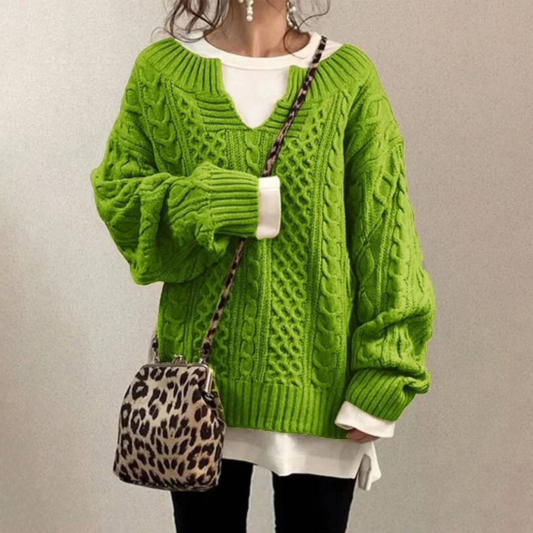 Oversized Strikket Sweater med Rund Hals