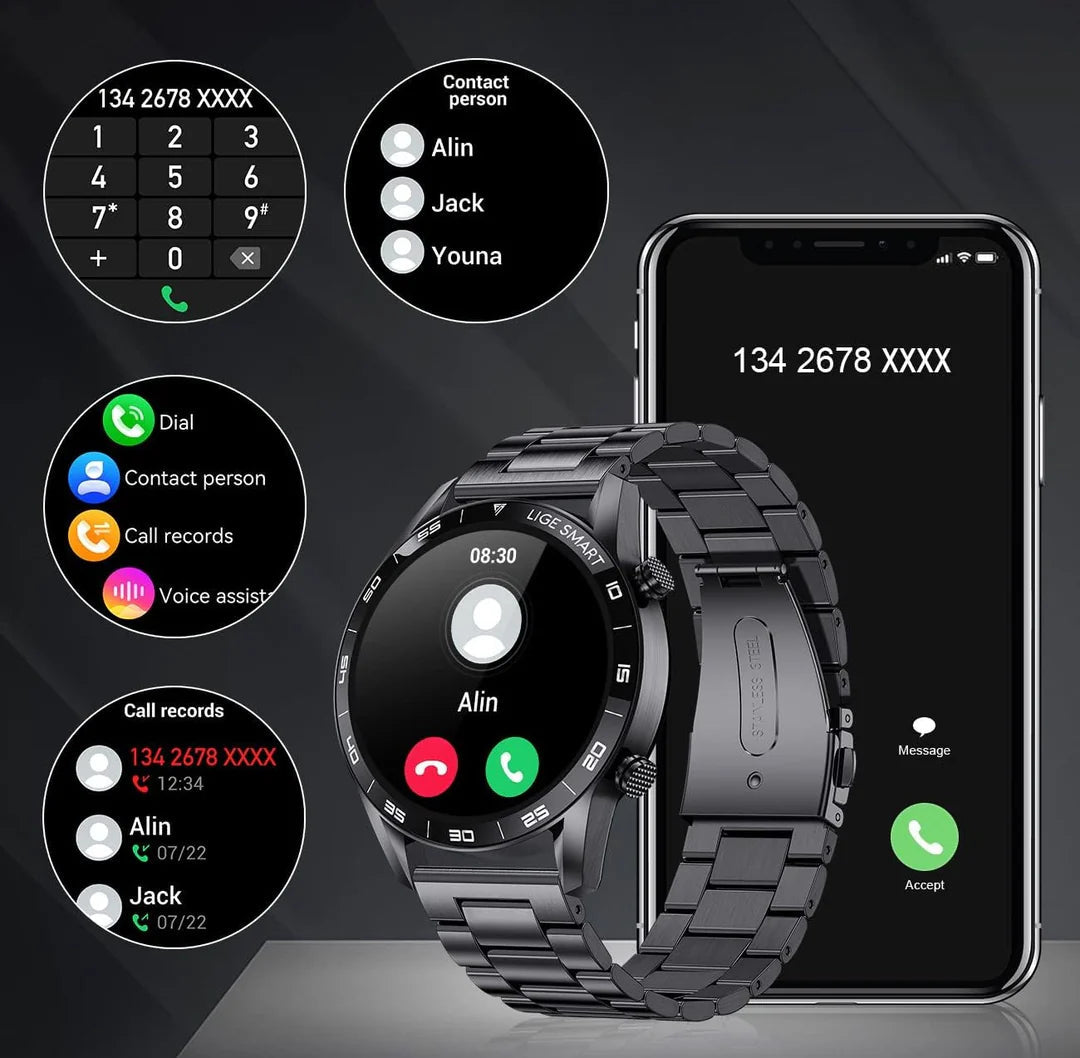 Smartwatch til Mænd | Multisport & Sundhedstracker | Bluetooth Opkald