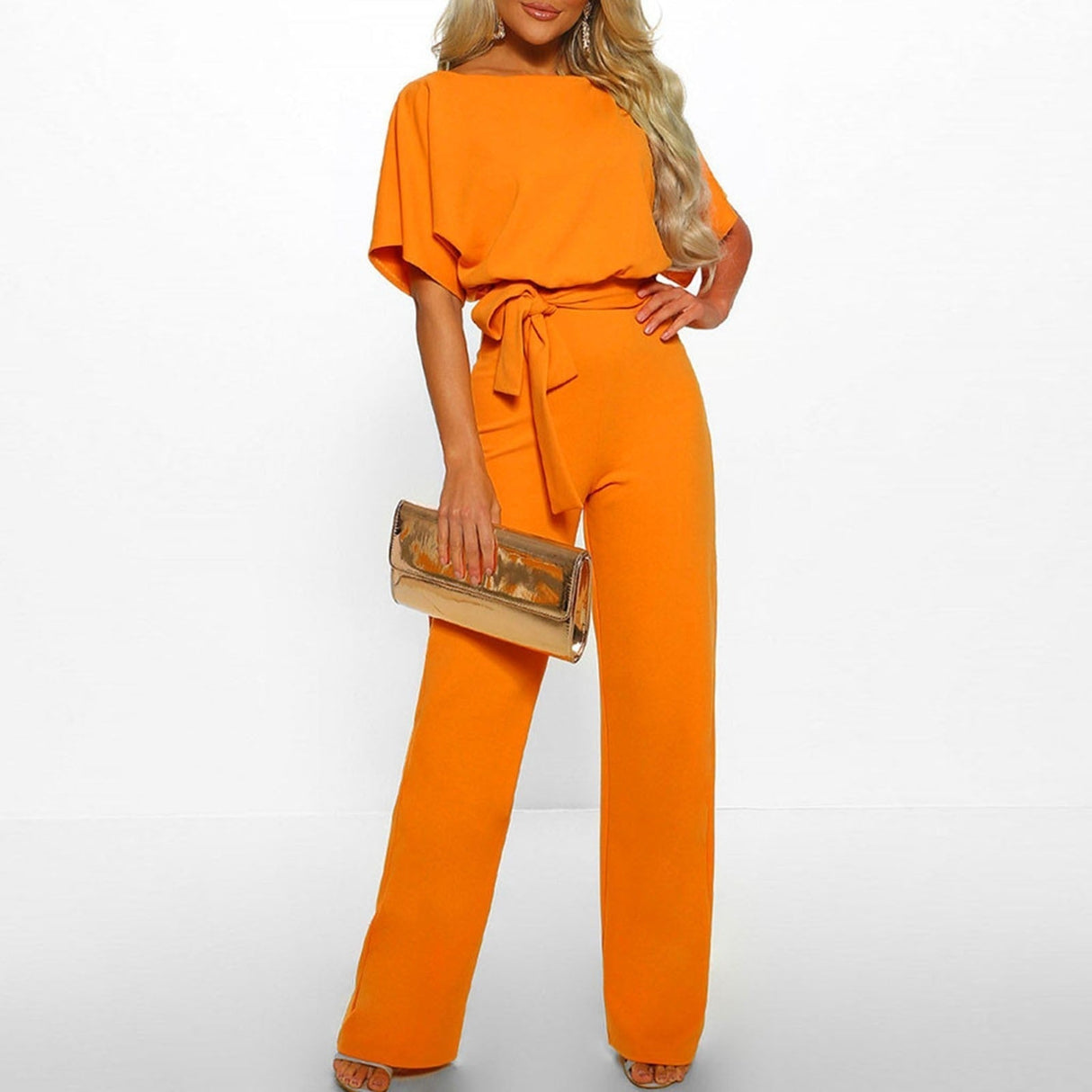 Stilfuld Jumpsuit med Vide Ben og Snøreliv
