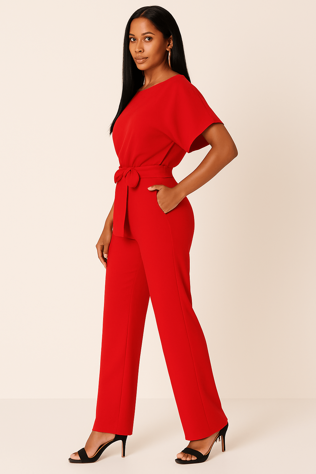 Jumpsuit med Justerbart Taljebånd og Elegant Pasform