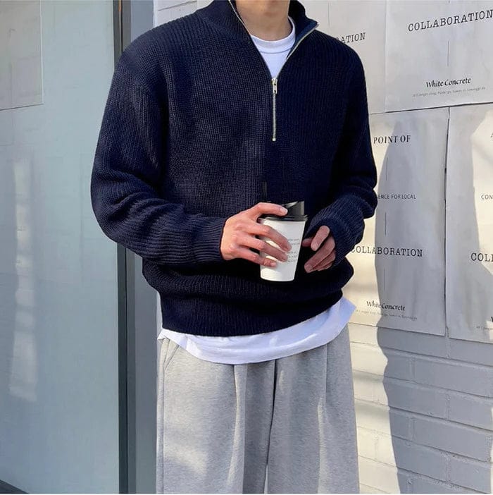 Klassisk Pullover med Plissé-Textur til Mænd