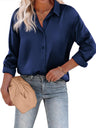 Casual Satinbluse med Knaplukning og Lange Ærmer