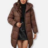 Damen Lange Wattierte Jacke – Warme Winterjacke mit Kapuze