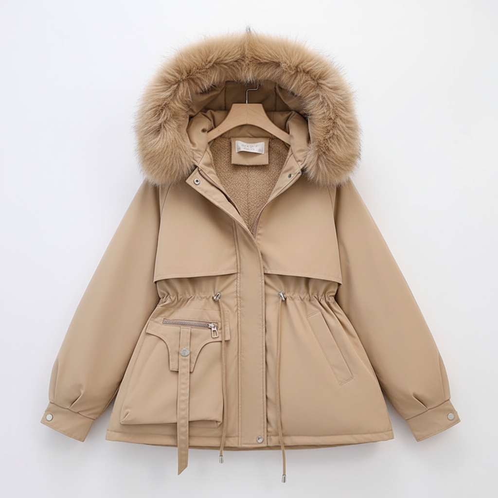 Dame vinterjakke med imiteret pelskrave – Varmt og elegant design