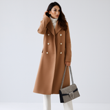 Dame Lang Frakke med Dobbelt Knaplukning – Elegant & Tidløs