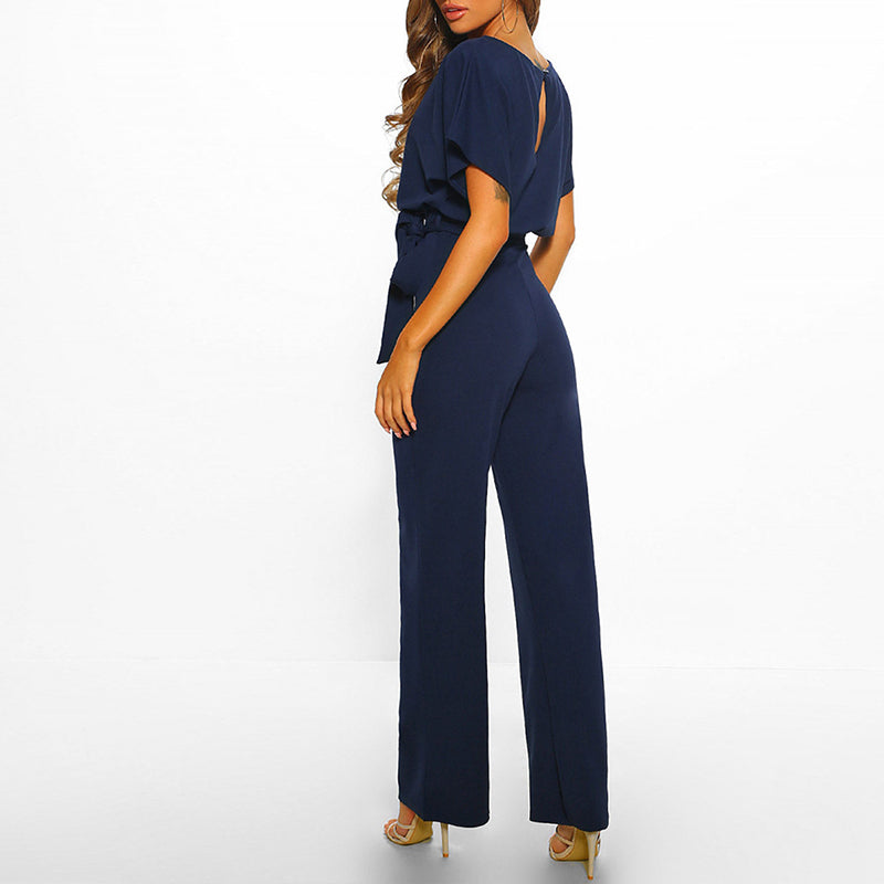 Stilfuld Jumpsuit med Vide Ben og Snøreliv