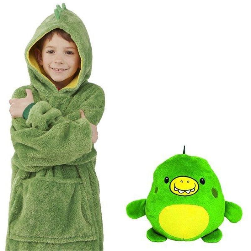 Children's Plush Hoodie – Warm Animal Poncho with Teddy Bear