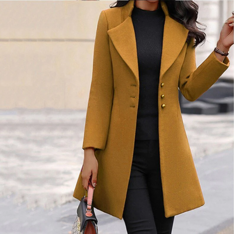 Dame Lang Trenchcoat i Sort - Tidløs Elegance
