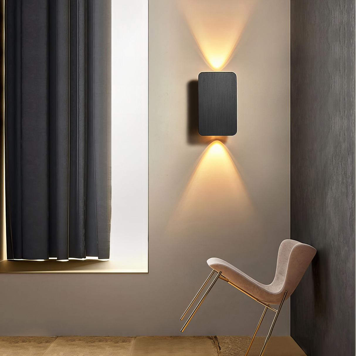 Minimalistisk LED Væglampe i Træ - Varmt og Koldt Lys