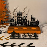 Oplyst Træ Vinterlandsby Dekoration – Stemningsfuld Jule Scene