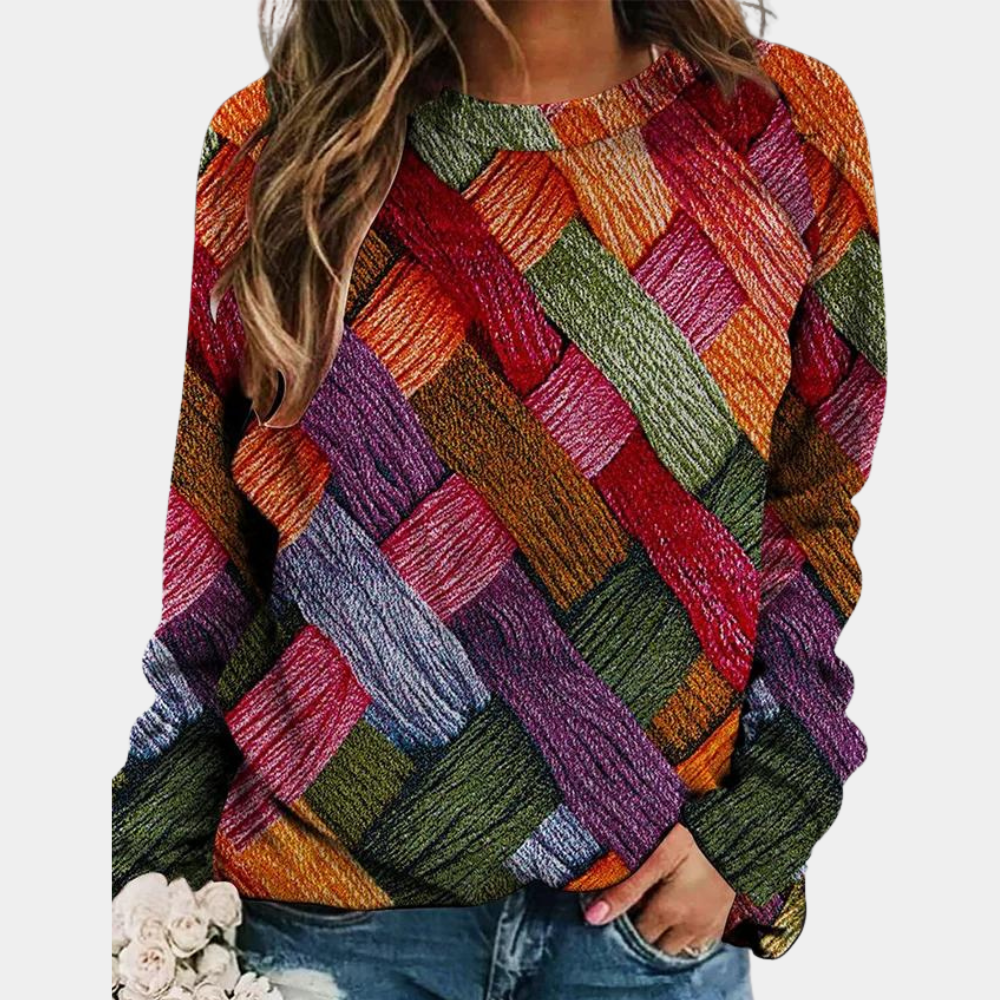 Farverig damebluse med print - Stilfuld og komfortabel