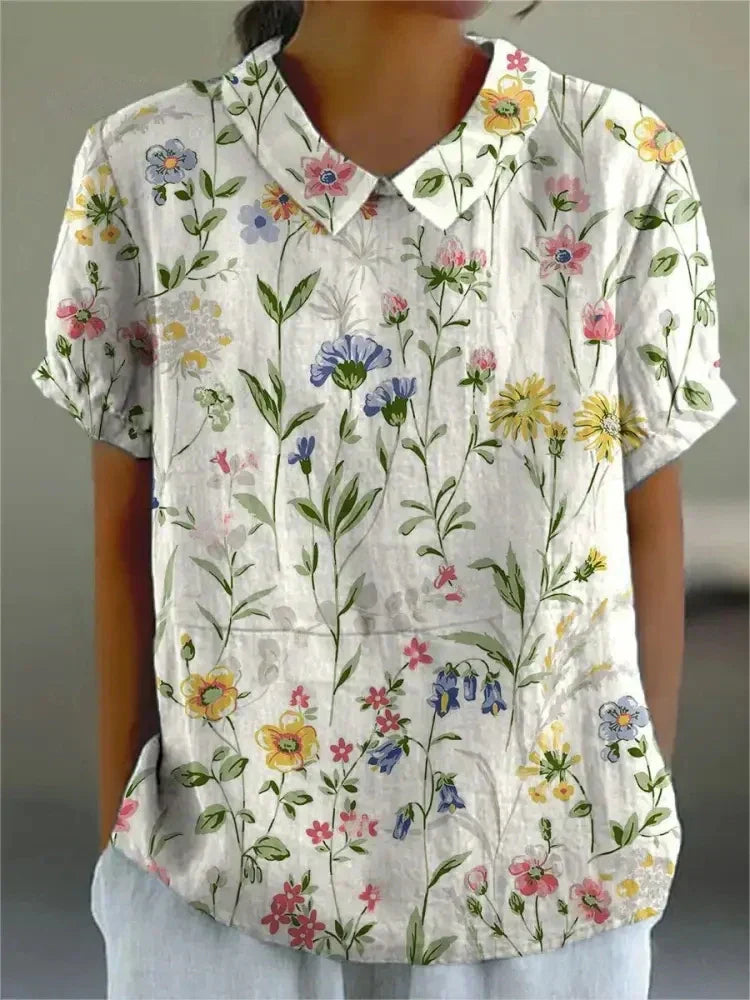 Vintage Blomsterbluse Dame | Komfortabel Pasform
