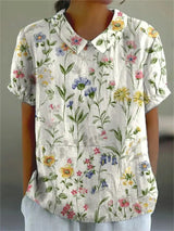 Vintage Blomsterbluse Dame | Komfortabel Pasform