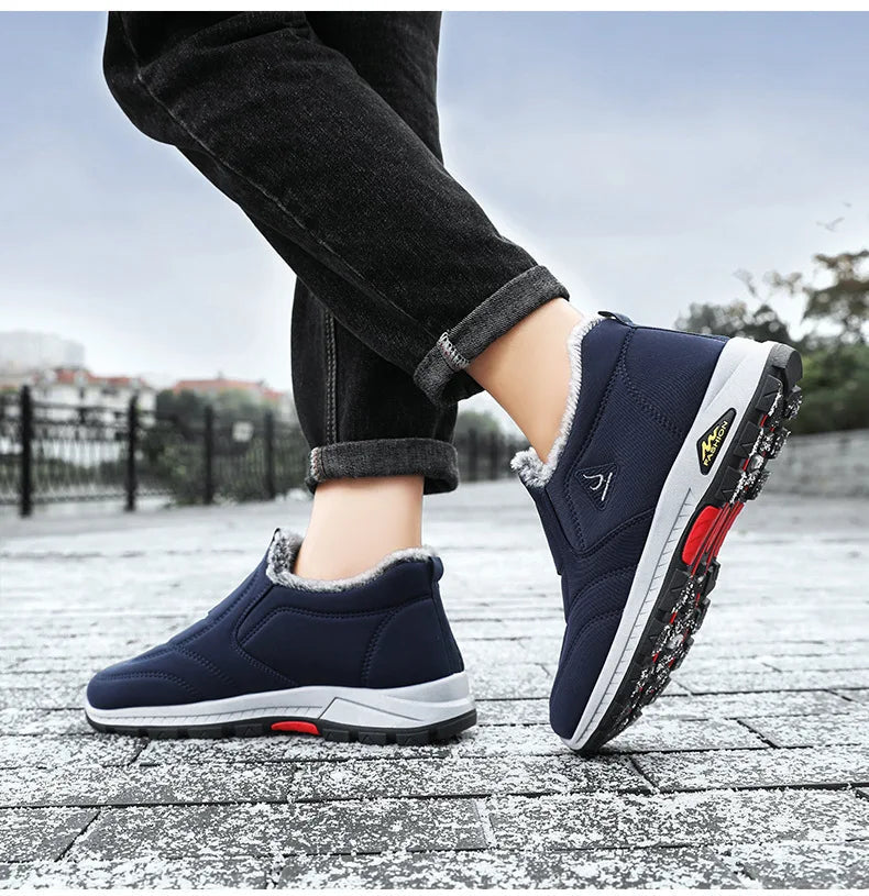 Unisex vinter slip-ons – varme skridsikre sneakers med pelsfor