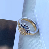 Sølv Krystalring Sol og Måne Design